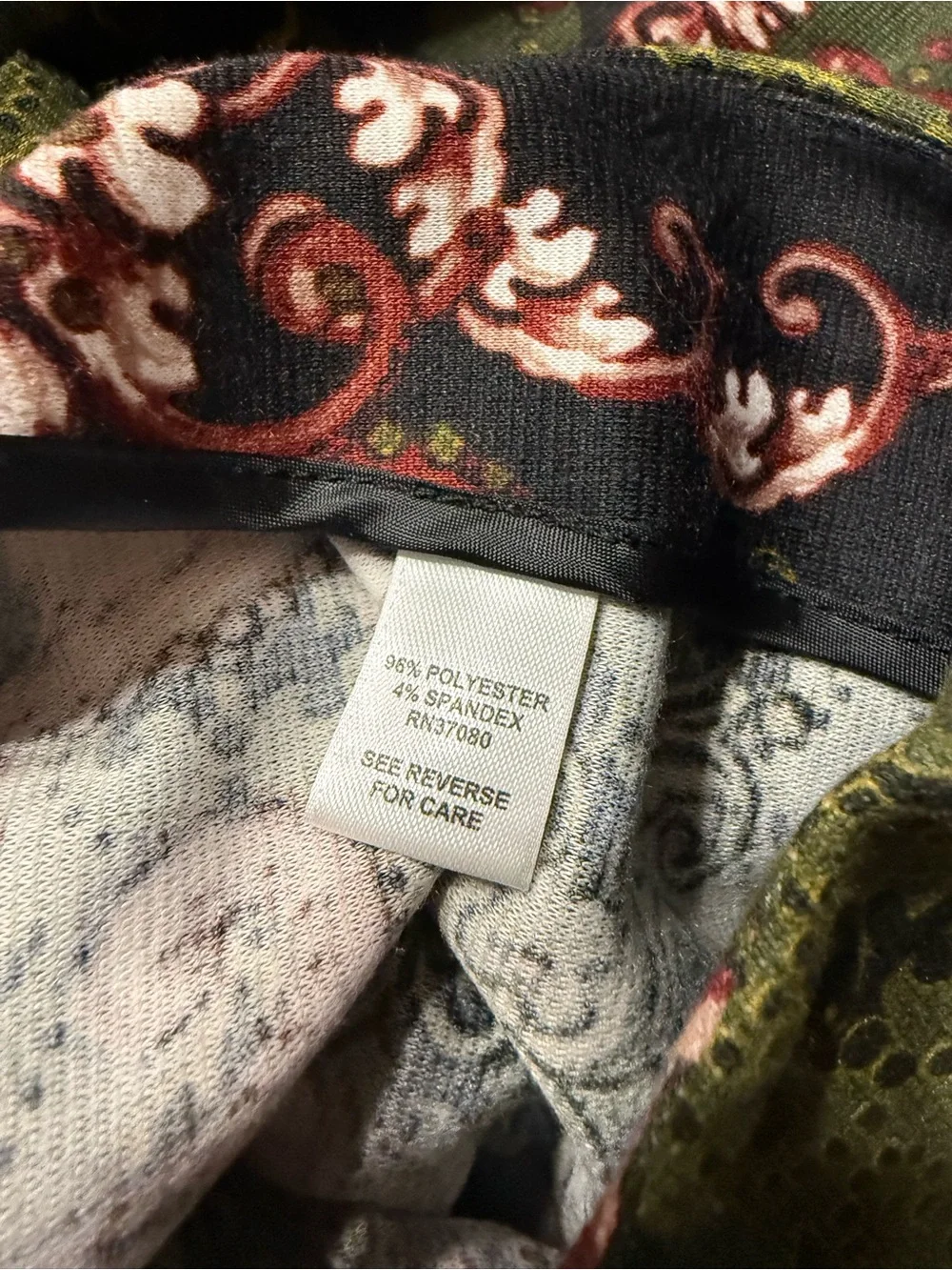Baroque Tapestry Print Stretch Pencil Skirt Black Olive Burgundy XL